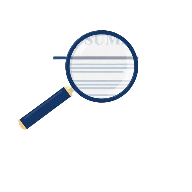 Illustration of a résumé stack with a magnifying glass
